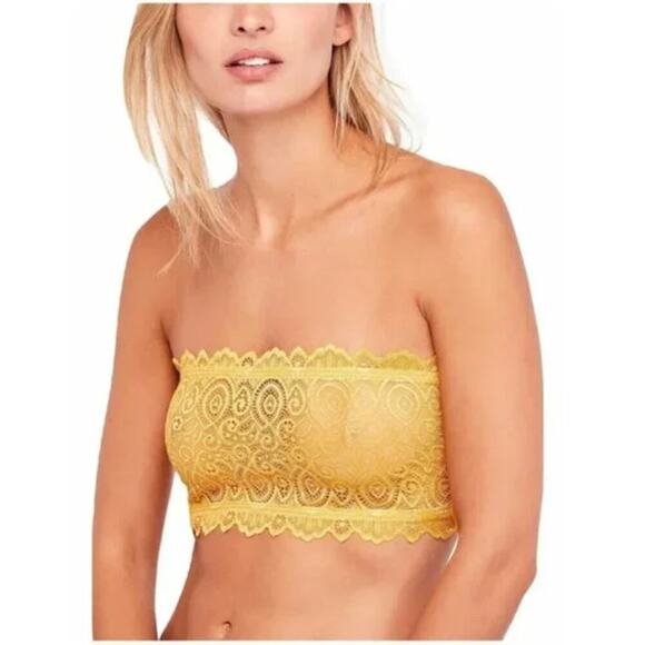 Free People Other - Free People Intimately NWOT Yellow Seamless and Lace Reversible Bandeau Bra